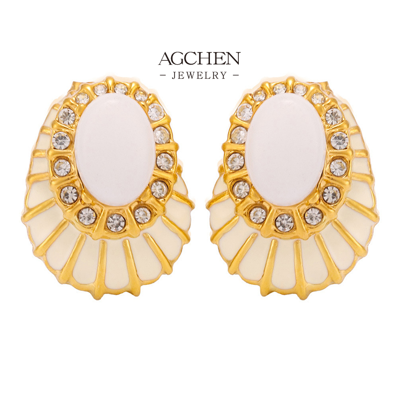 AGCHEN Royal Palace Style Earrings Baroque Crystal Drop Luxury AGF1537