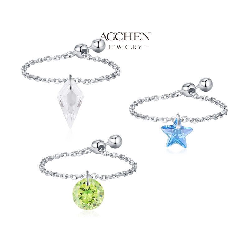 AGCHEN 925 Silver Multicolor Zirconia Ring Rainbow Gemstone Jewelry Stackable Birthday Gift For Her  AGRHR1927