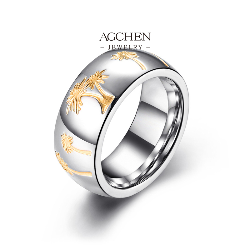 AGCHEN Men's Palm Tree Ring Tropical Theme Jewelry Resort Wear Supplier AG JEWELRY AGJZ011 