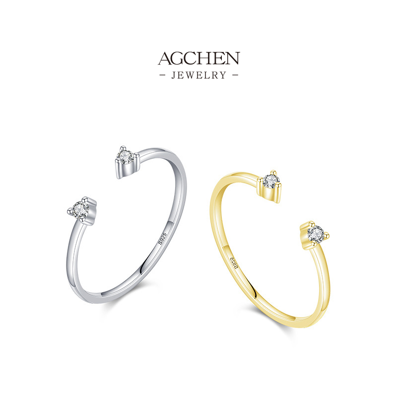 AGCHEN 925 Silver Open Adjustable Ring Comfort Fit Versatile Jewelry Everyday Stacking AGRHR1053 