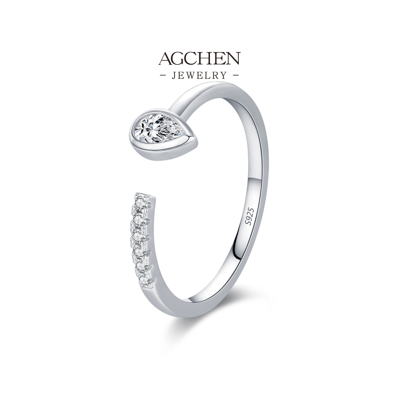 AGCHEN 925 Silver Adjustable Open Ring One Size Fits Most Comfort Fit Jewelry Everyday Wear AGRHR1941