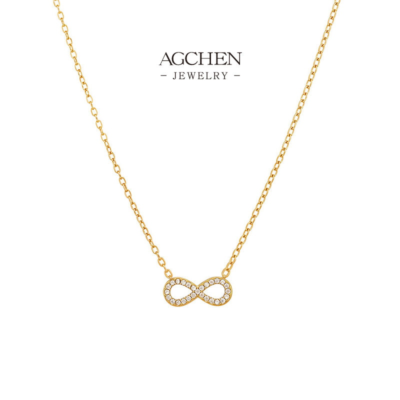 AGCHEN Infinity Symbol Necklace Stainless Steel Eternal Love Jewelry AGP1296
