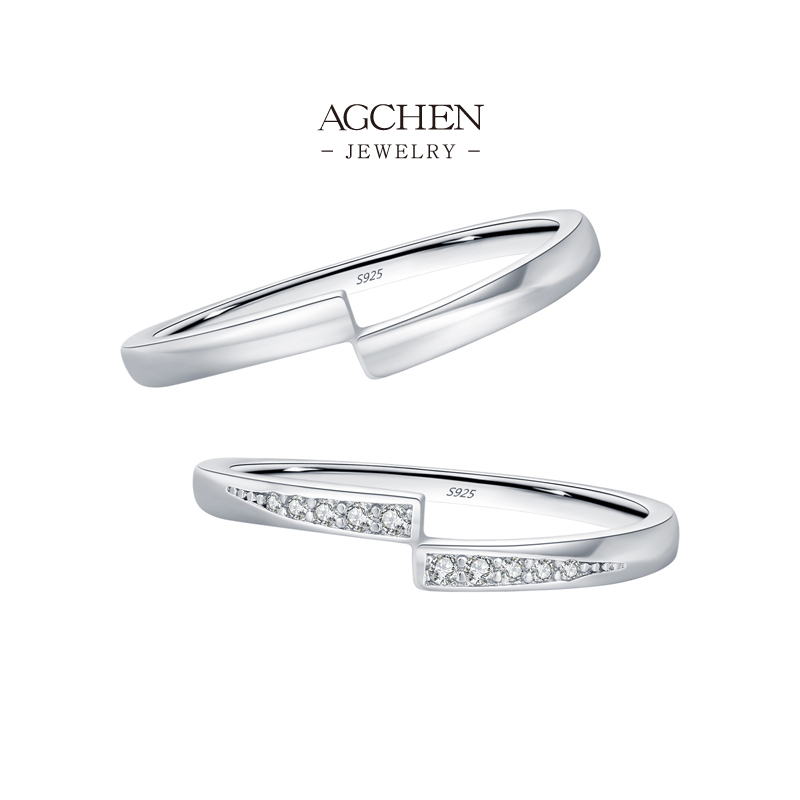 AGCHEN 925 Silver 6Pcs Stackable Ring Set Mix Match Layering Jewelry Birthday Gift For Women BSCI Certified AGRHR1944