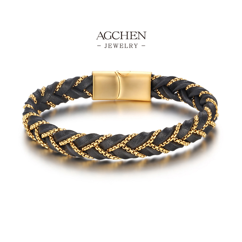 AGCHEN Men's PU Braided Bracelet Direct Factory Bulk Orders AG JEWELRY AGYL634