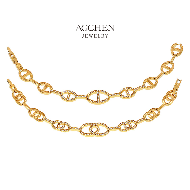 AGCHEN Stainless Steel Infinity Figure 8 Bracelet Luxury Premium Jewelry AGE615