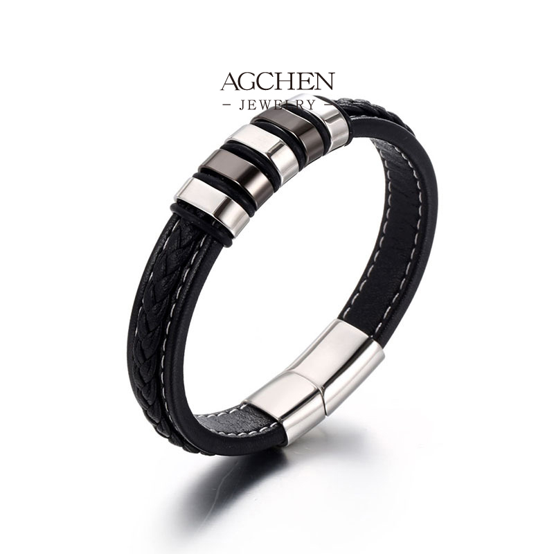 AGCHEN Men's PU Beaded Rope Bracelet Trade Price B2B Supplier AGYL157 