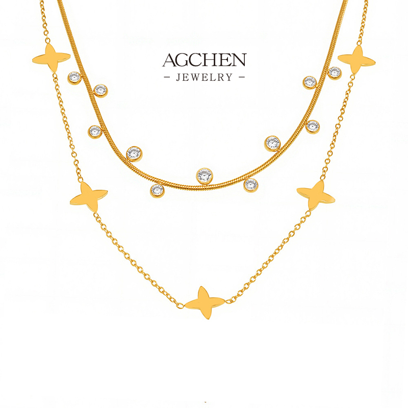 AGCHEN Twinkle Star Necklace Stainless Steel Celestial Charm Jewelry AGP1331
