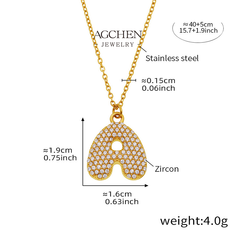 AGCHEN Stainless Steel 26 Alphabet Handset Pendant Necklace Custom Initial Jewelry Bulk Order Supplier AGRP017