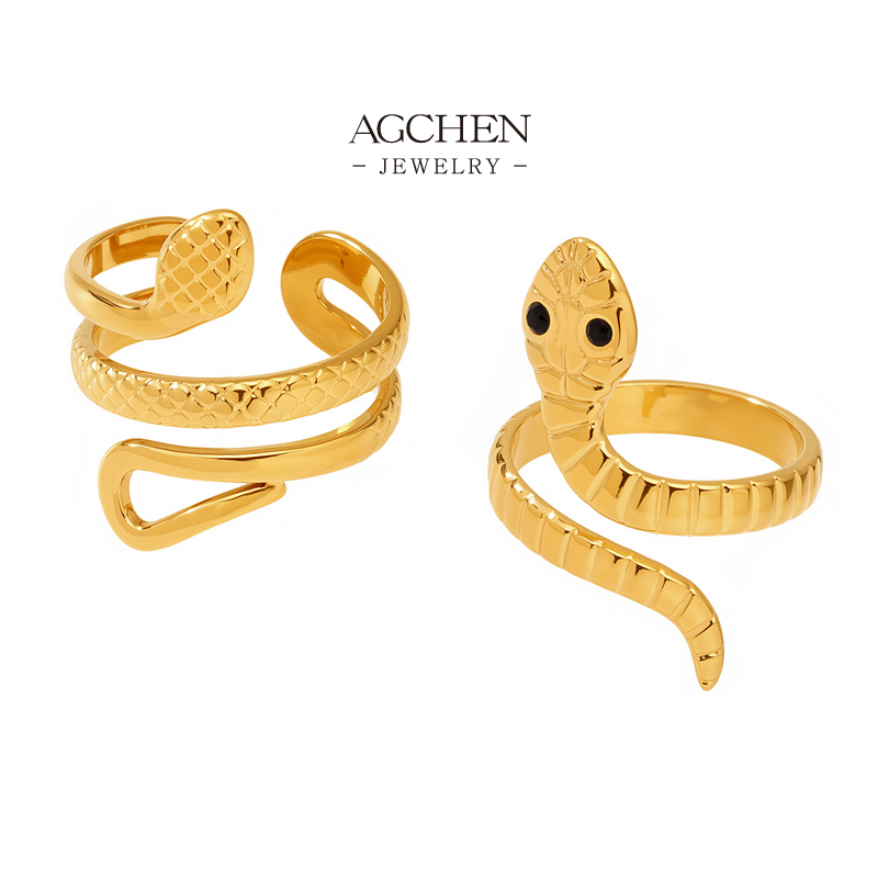 AGCHEN Stainless Steel Serpent Ring Animal Theme Jewelry Bulk Order Supplier BSCI Certified AGA787