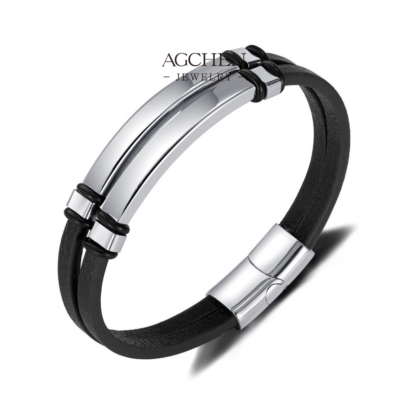 AGCHEN Men&lsquo;s PU Cord Bracelet Outdoor Lifestyle Jewelry Line Wholesale Supplier AGPH1592