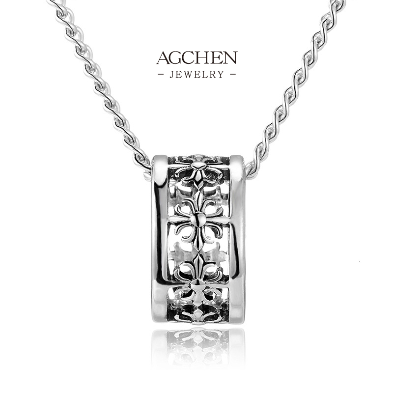 AGCHEN Men&lsquo;s Stainless Steel Engraved Ring Pendant Necklace Low Price Direct Factory Supplier AGD5208