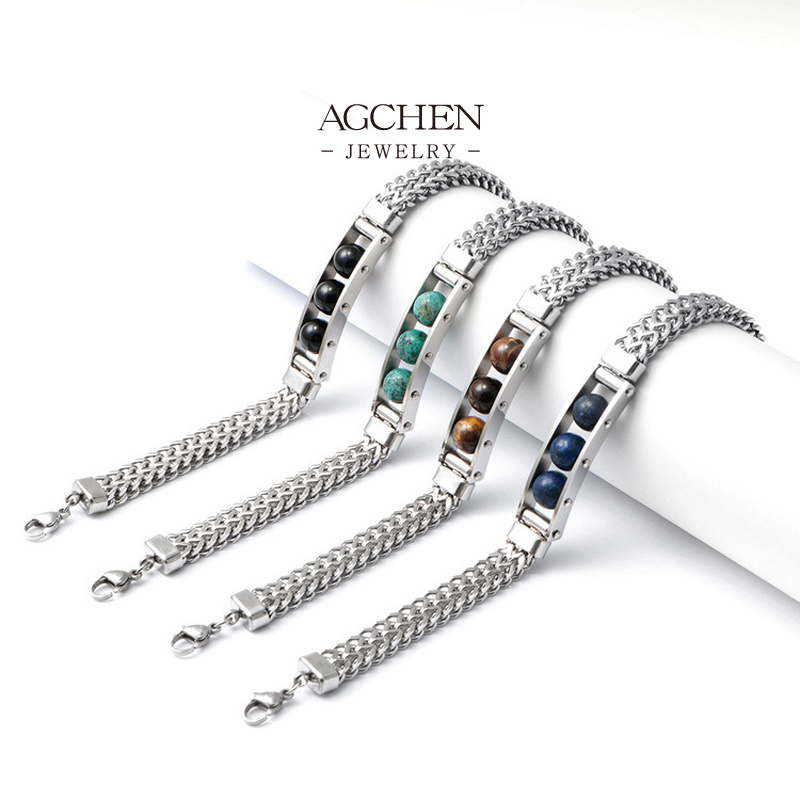 AGCHEN Men&lsquo;s Natural Stone Bracelet Gemstone Jewelry Line Wholesale Supplier AGSL4614