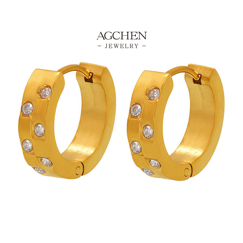 AGCHEN Stainless Steel Clip On Earrings For Sensitive Ears Hypoallergenic Comfort Fit AGF573