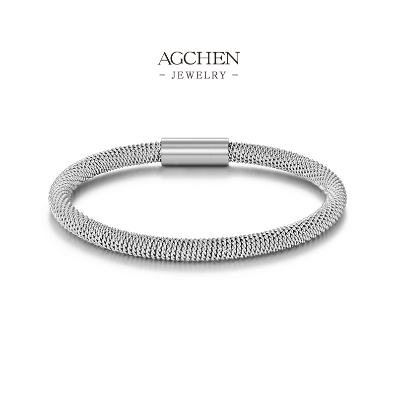 AGCHEN Men's Stainless Steel Magnetic Clasp Bracelet Factory Price Small MOQ Jewelry Manufacturer AGYL638