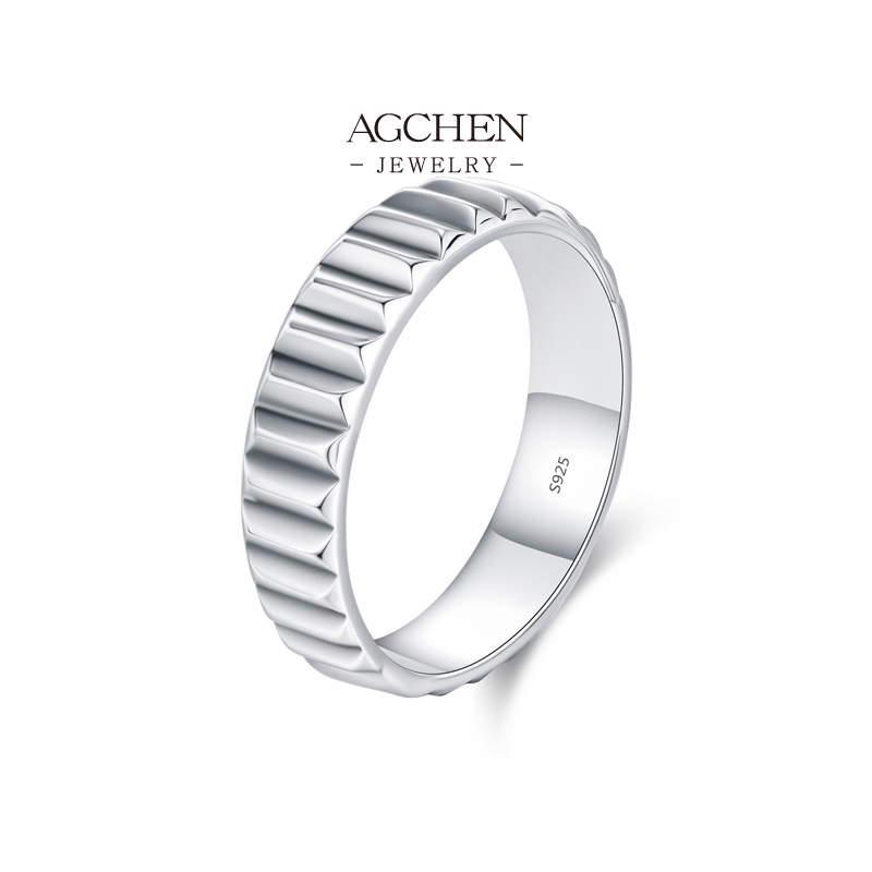 AGCHEN 925 Silver High Polish Band Ring Smooth Comfort Fit Everyday Stackable Jewelry Factory AGRHR1938