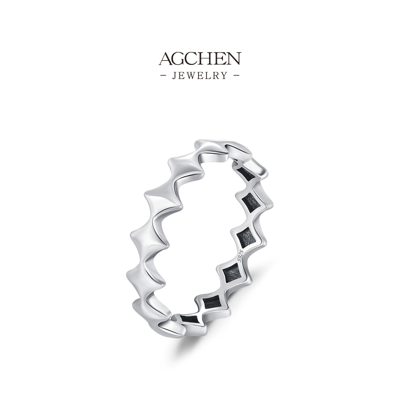 AGCHEN 925 Silver Polished Plain Band Ring Simple Mirror Finish Jewelry Daily Wear AGRHR1763