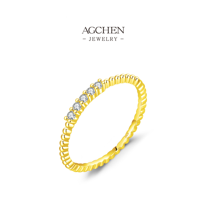 AGCHEN 925 Silver 3Pcs Stacking Ring Set TikTok Viral Jewelry Bestseller Gift Box Ready Wholesale AGMSR0051