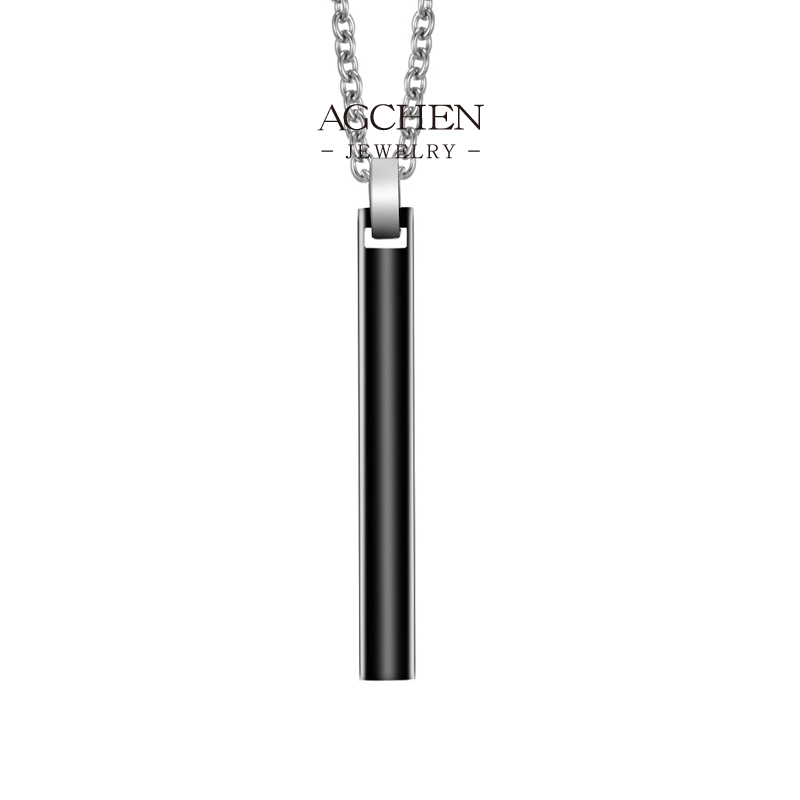 AGCHEN Men&rsquo;s Stainless Steel Bar Pendant Necklace Minimalist Jewelry Small MOQ AGDZ020