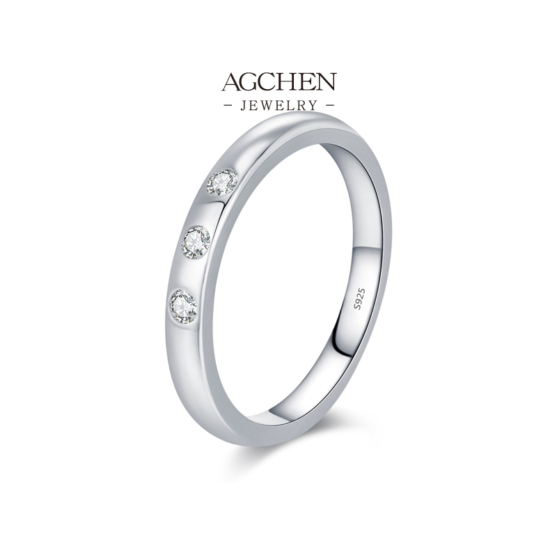 AGCHEN 925 Silver Round Cut Zirconia Ring Vintage Style Engagement Gift Nickel Free B2B Supplier AGRHR1947