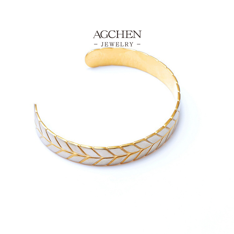 AGCHEN Men&lsquo;s Leaf Design Bangle Nature Theme Jewelry Line Bulk Order Supplier AG JEWELRY AGSZ4780