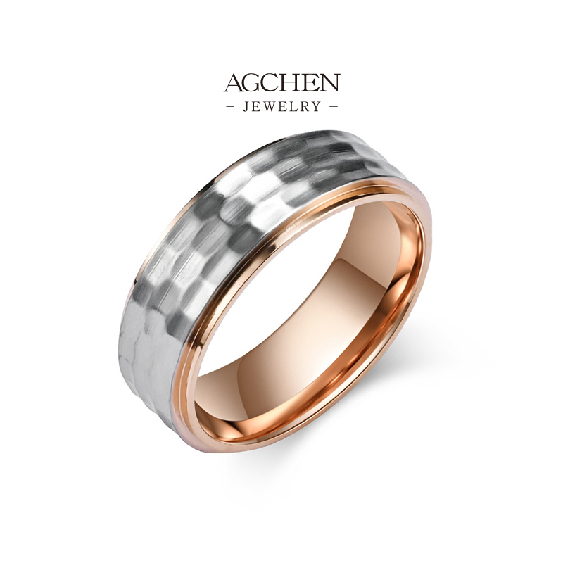 AGCHEN Men's Two Tone Plated Ring Dual Finish Jewelry Line Factory Direct AGJZ046