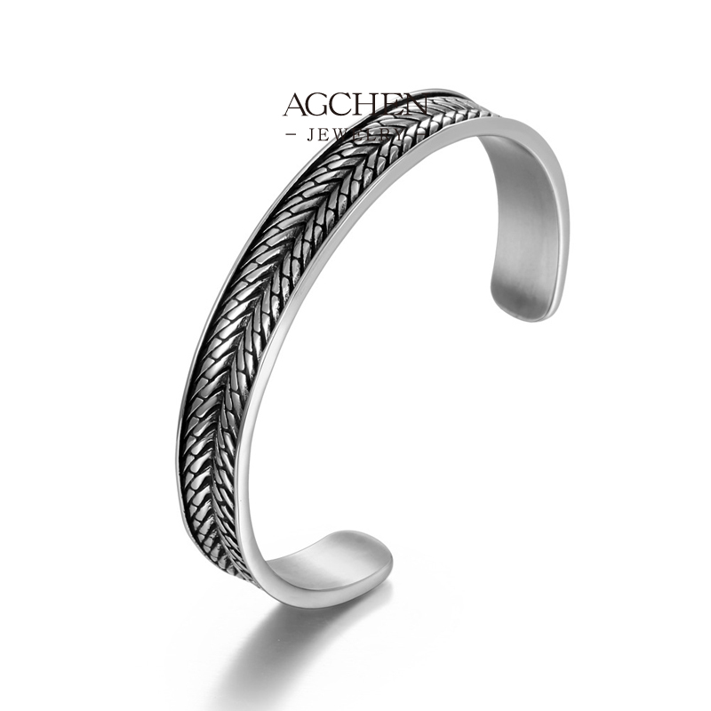 AGCHEN Men&lsquo;s Stainless Steel Cuff Bracelet Low Price Bulk Order Supplier AGCZ056