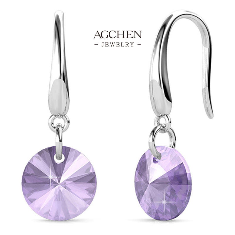 AGCHEN Birthstone Dangle Earrings 12 Color Collection Monthly Gemstone Jewelry AGDE0051