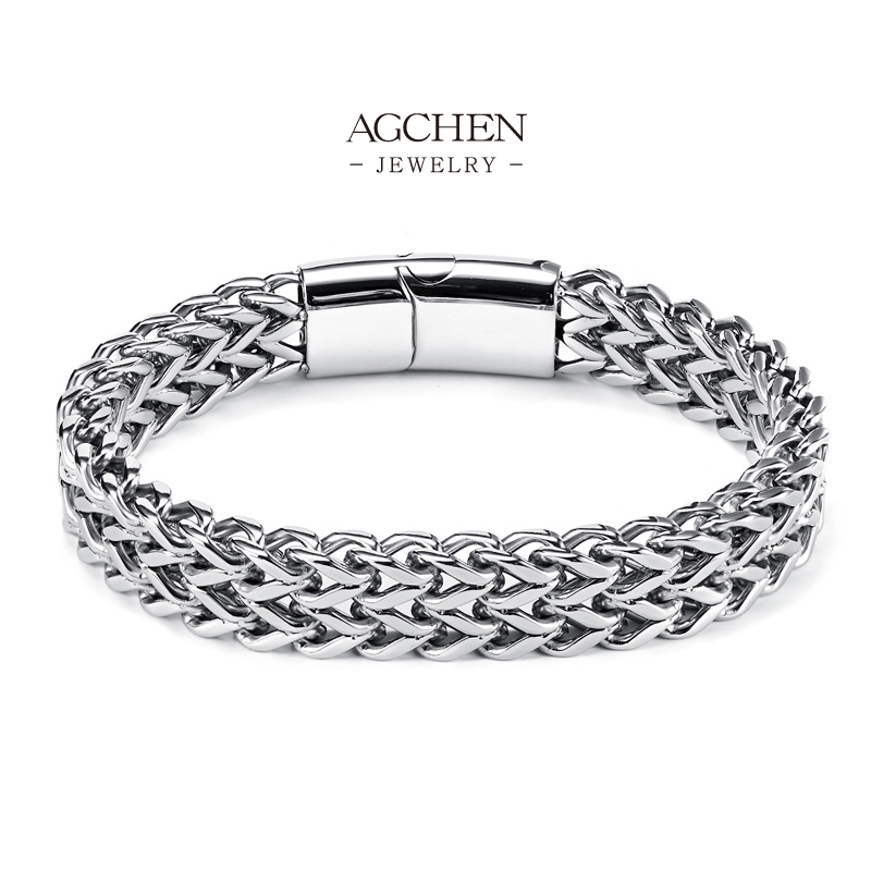 AGCHEN Men's Stainless Steel Link Bracelet Low Price Bulk Order Manufacturer AGSL030