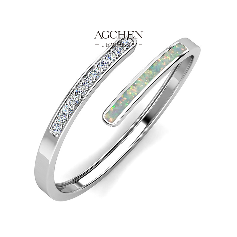 AGCHEN Zirconia Opal Fusion Ring Unique Gemstone Combination AGDB0234