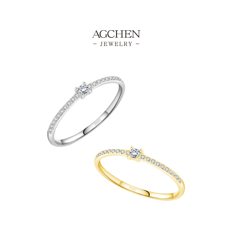 AGCHEN 925 Silver Oval Cut Zirconia Engagement Ring Romantic Promise Jewelry Bridal Set AGRHR718