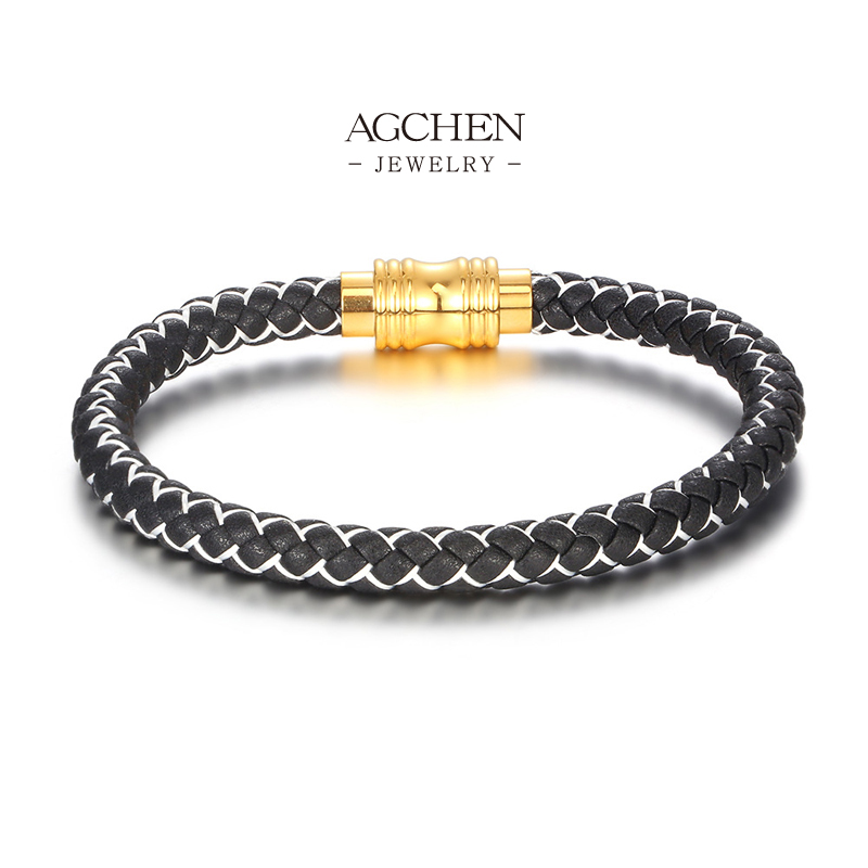 AGCHEN Men's PU Wrap Around Bracelet Direct Factory Price OEM AG JEWELRY AGYL651
