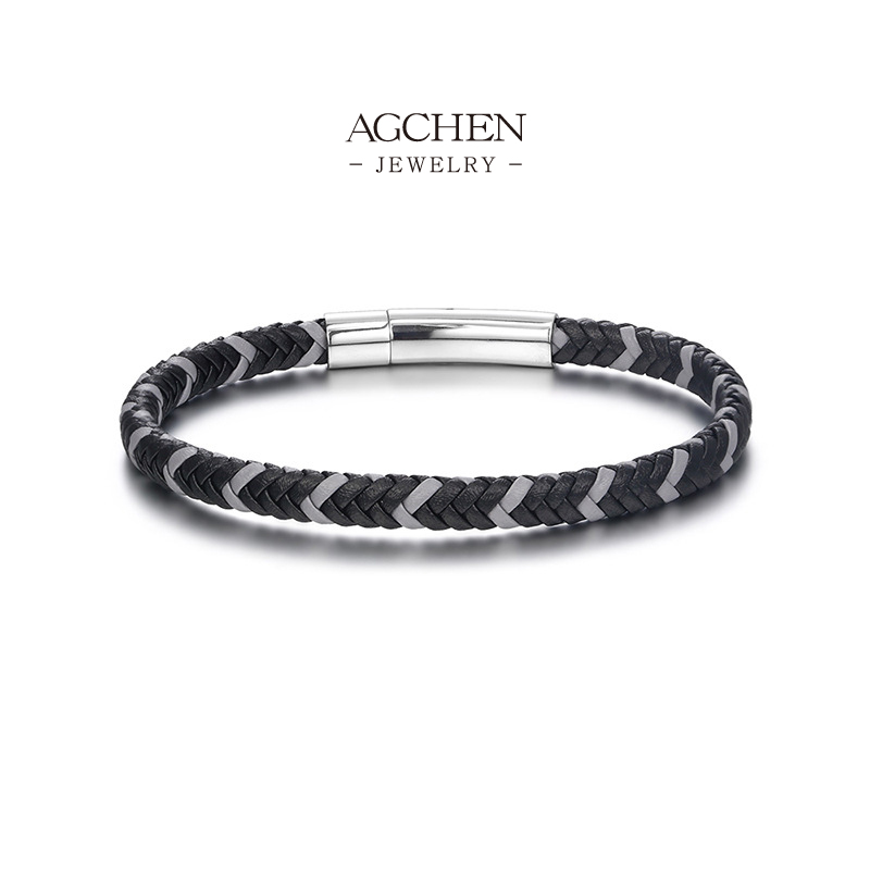 AGCHEN Men's PU Adjustable Bracelet Low MOQ Custom Design AGYL253