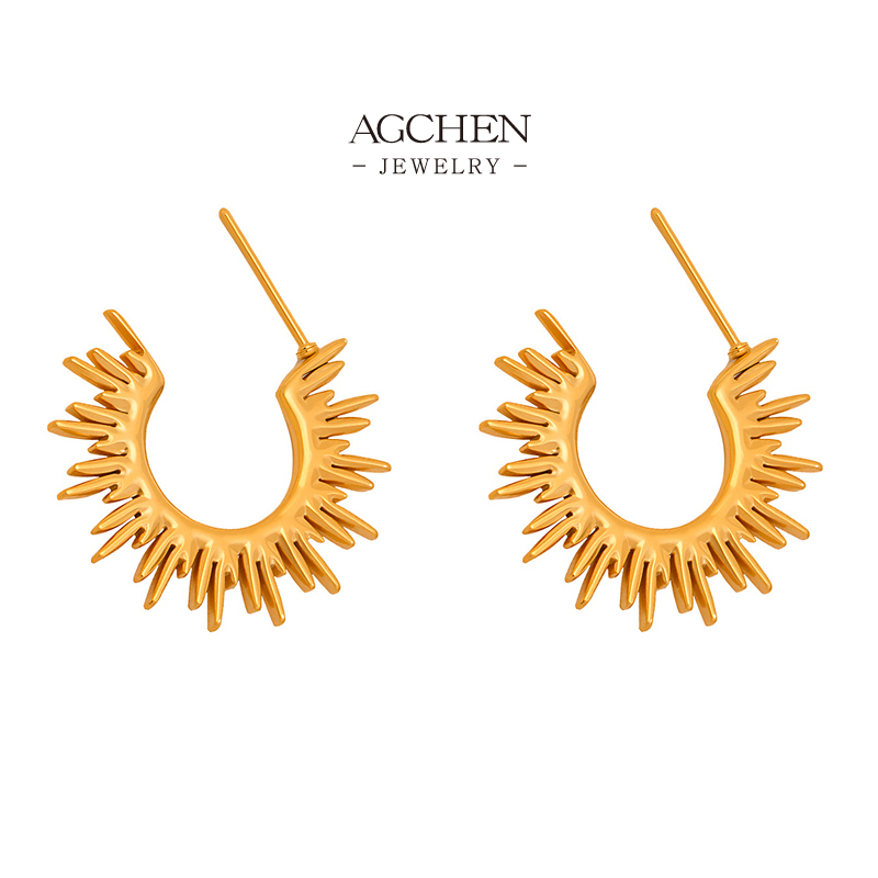 AGCHEN Stainless Steel Classic Design Stud Earrings Timeless Everyday Jewelry AGF102