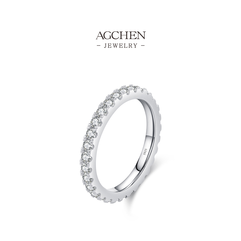 AGCHEN 925 Silver Classic Zirconia Ring Timeless Solitaire Jewelry Everyday Wear AGMSR0015