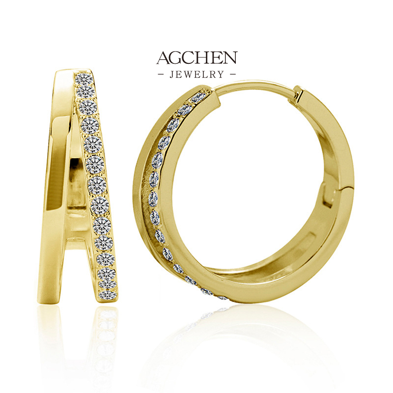 AGCHEN Stackable Crystal Earrings Layered Look Trend AGDE0799