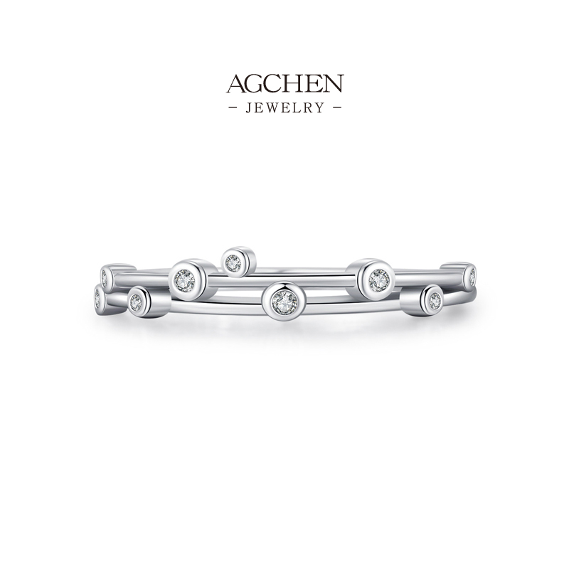 AGCHEN 925 Silver Versatile Zirconia Ring Work To Party Jewelry Gift Box Ready Bulk Order AGRHR2001