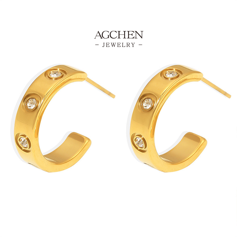 AGCHEN Stainless Steel Love Knot Earrings Luxury Designer Inspired Jewelry AGF1636