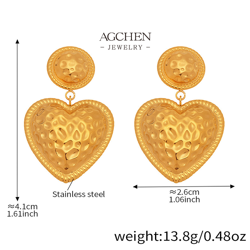 AGCHEN Large Heart Statement Earrings Valentines Day Gift AG JEWELRY AGF1379