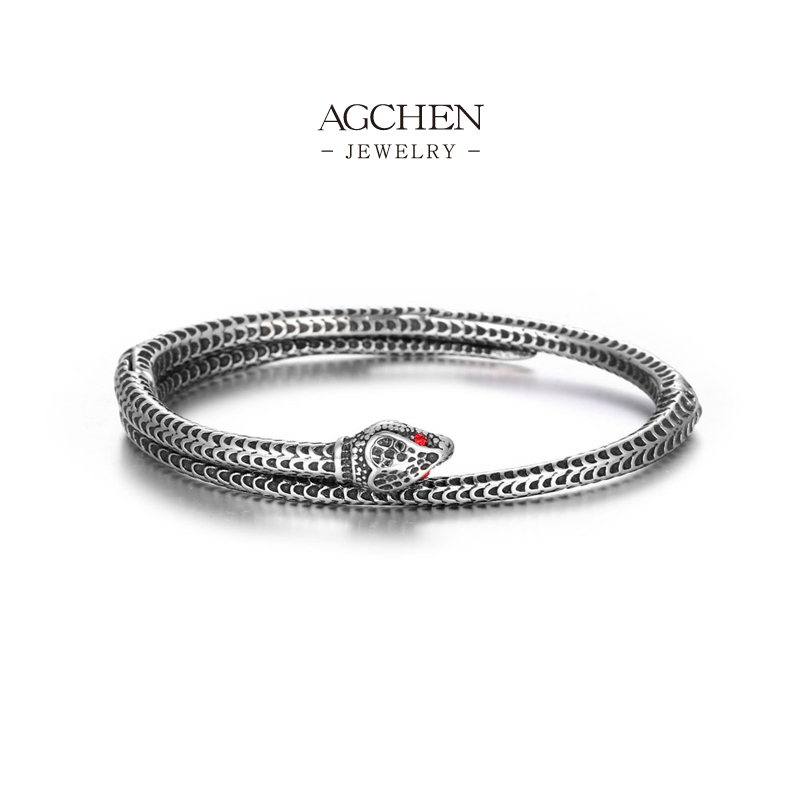 AGCHEN Men&lsquo;s Stainless Steel Snake Design Bracelet Factory Price Small MOQ Jewelry Manufacturer AGCZ077