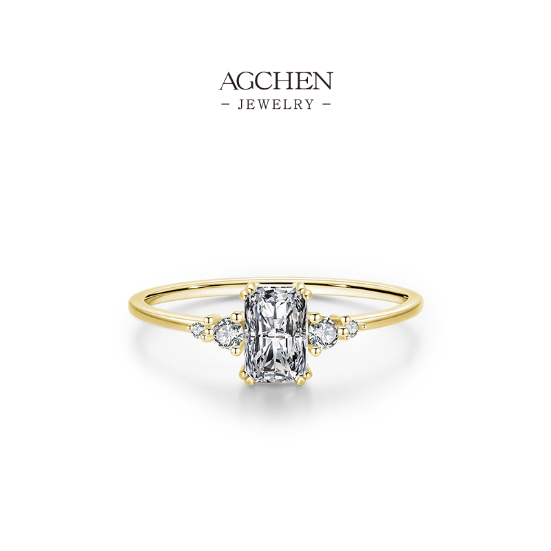 AGCHEN 925 Silver Timeless Zirconia Ring Classic Solitaire Jewelry Everyday Wear Factory Direct Wholesale AGRHR913