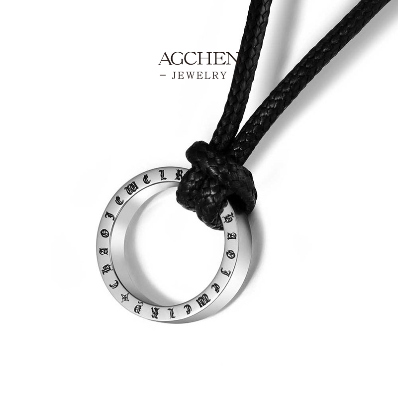 AGCHEN Men&lsquo;s Stainless Steel Ring On Wax Rope Necklace Low Price Direct Factory Supplier AGSP727