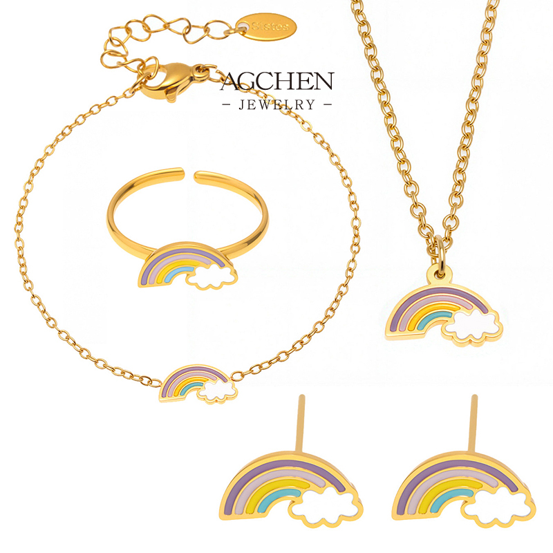 AGCHEN Rainbow Color Jewelry Set Kids Multicolor Gift Set B2B Wholesale Supplier AGTXP264