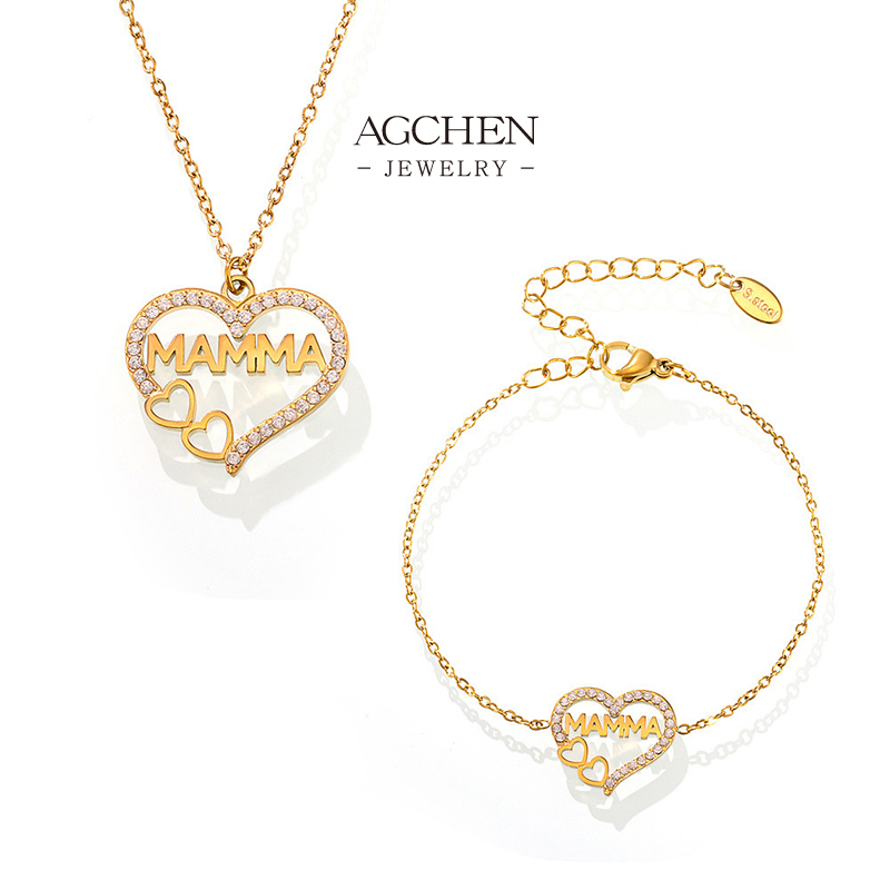 AGCHEN Stainless Steel Jewelry Set Stackable Everyday Collection Gift Ready AGTXP218
