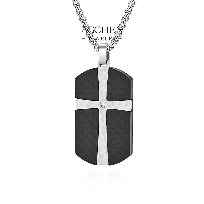 AGCHEN Men&rsquo;s Stainless Steel Square Cross Necklace Bold Statement Jewelry B2B Supplier AGDZ168