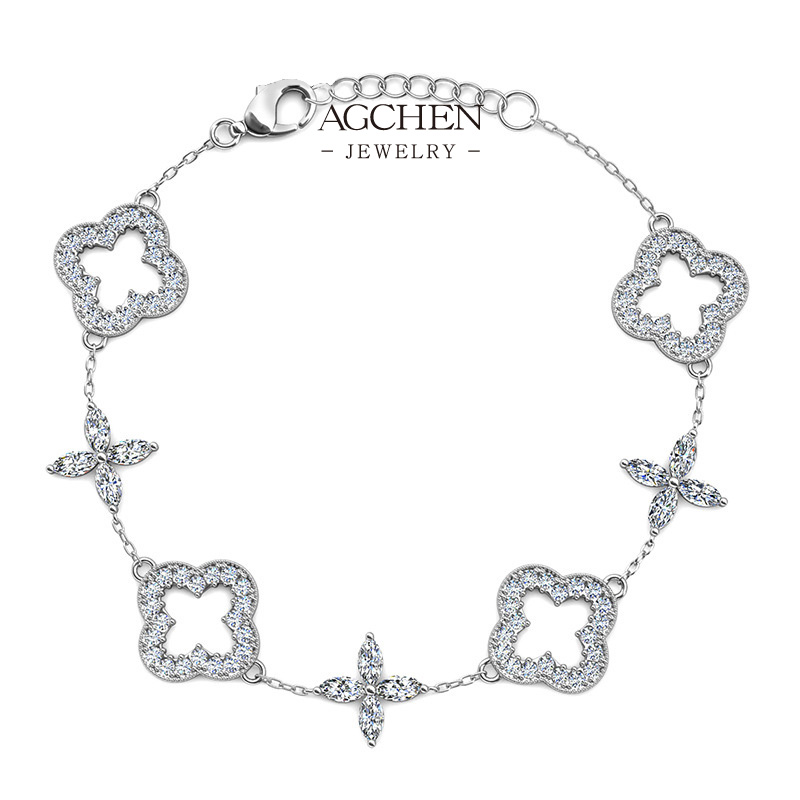 AGCHEN Four Leaf Clover Bracelet Lucky Charm Jewelry Small MOQ AGDB0254