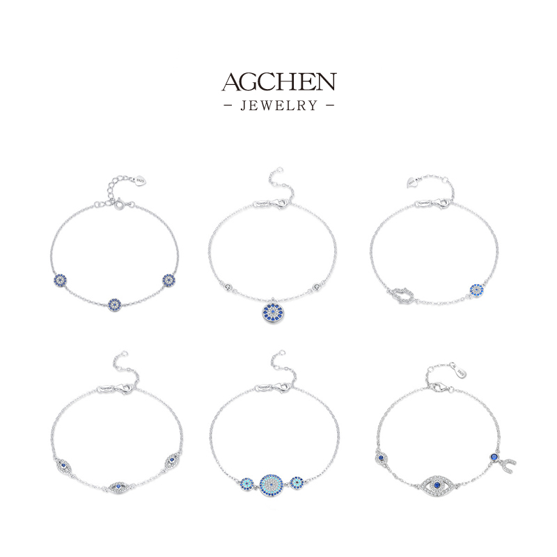 AGCHEN 925 Silver Evil Eye Protection Bracelet BSCI Certified Manufacturer Small MOQ AGRHB1365
