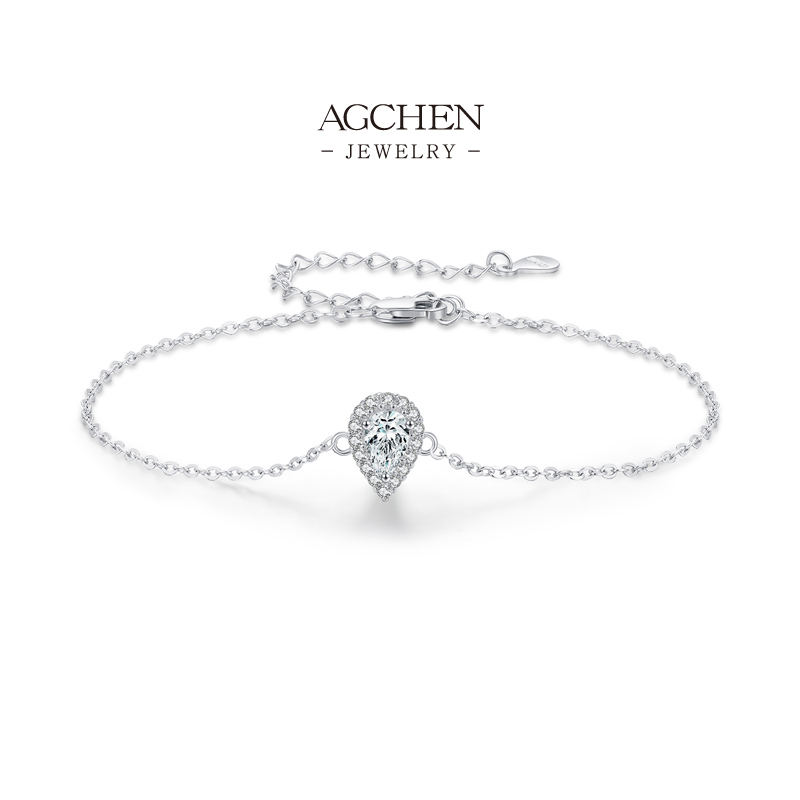 AGCHEN 925 Silver Teardrop Zirconia Bracelet Elegant Dangle Design OEM Manufacturer Small MOQ RHB1524
