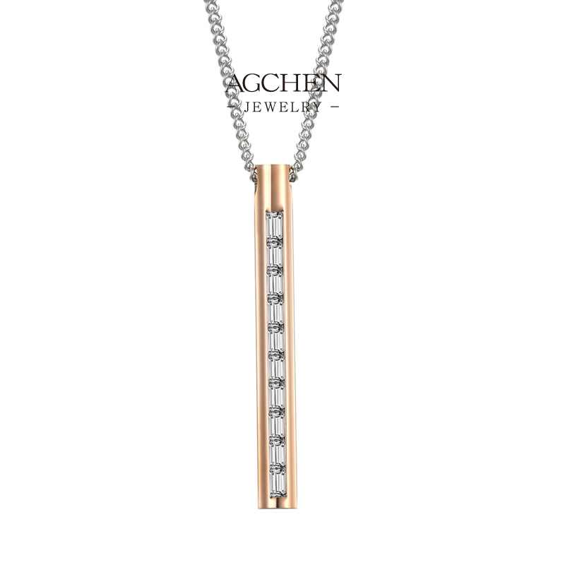 AGCHEN Stainless Steel Zirconia Necklace And Ring Set Matching Bridal Jewelry Gift Box Ready AGTZ001 