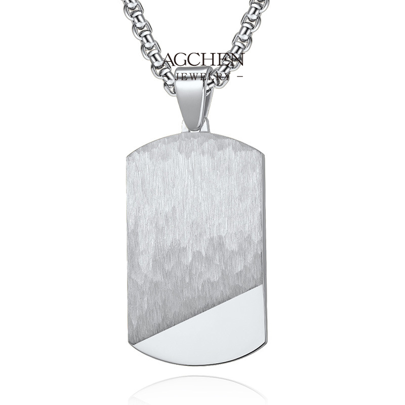 AGCHEN Stainless Steel Hand Hammered Texture Pendant Necklace Artisan Brushed Finish Jewelry AGDZ070