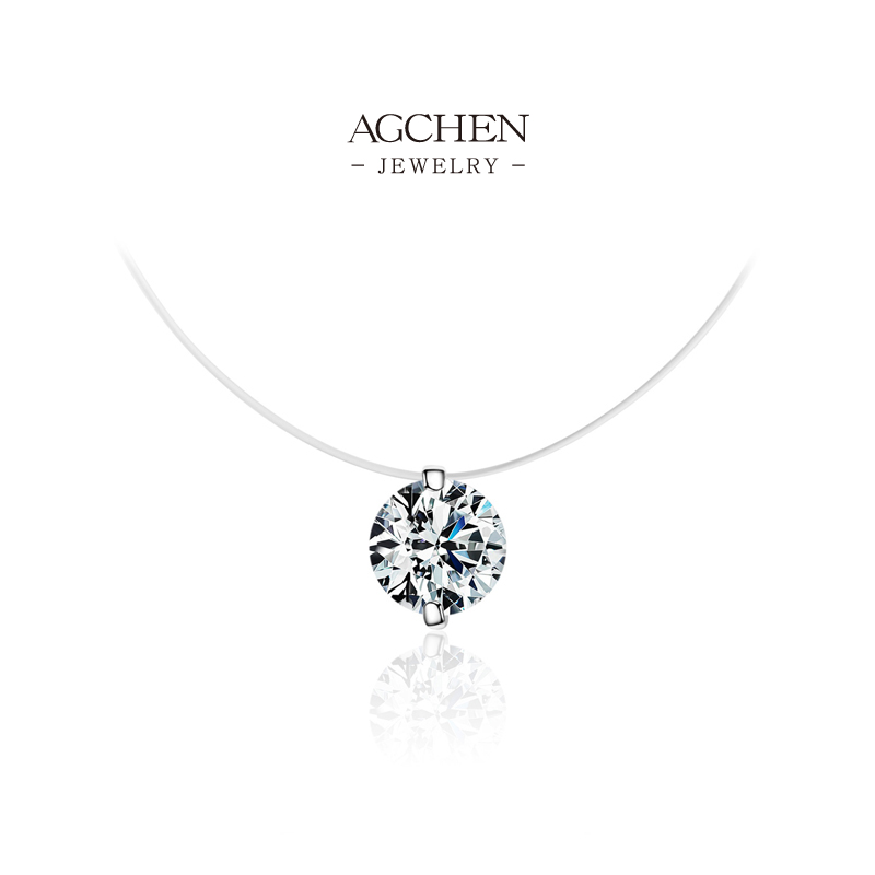 AGCHEN 925 Silver Round Zirconia Pendant Necklace Minimalist Everyday Jewelry Hypoallergenic Nickel Free AGRHN732